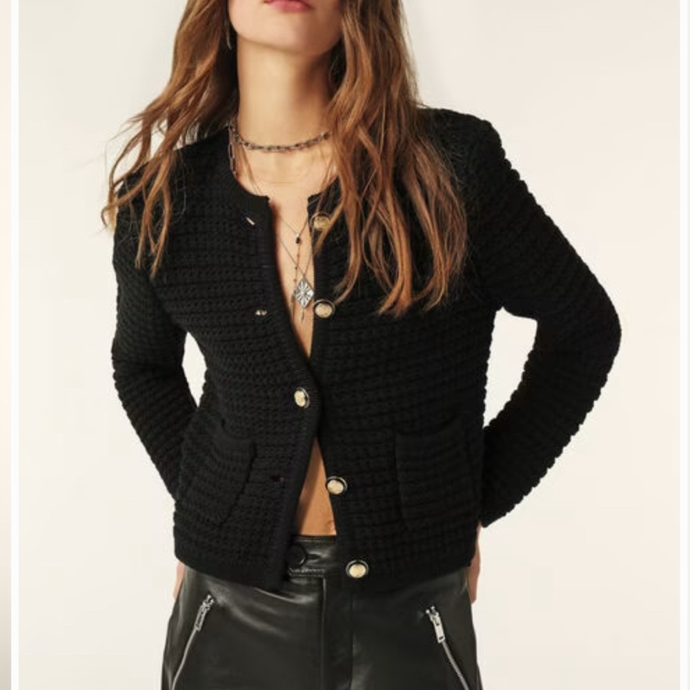 Ba&sh Gaspard Black Textured Cardigan/Jacket S worn twice - like new